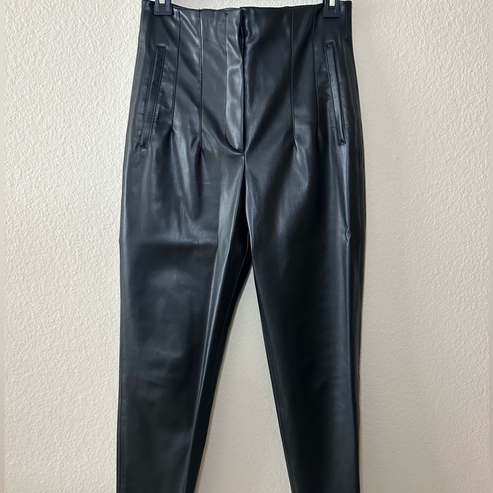 High-Waisted Black Faux Leather Pants!